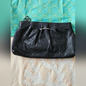 Stella & Dot La Coco Lambskin Black Clutch